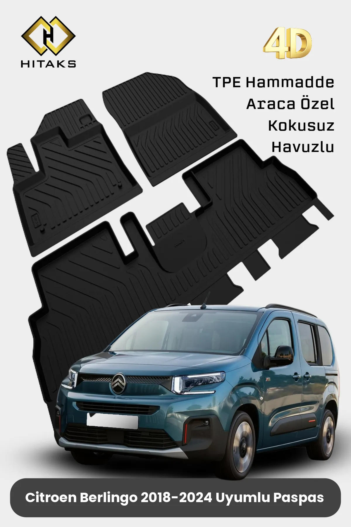 Citroen Berlingo 4D Havuzlu Paspas 2025 Sonrası - Araca Özel Paspas