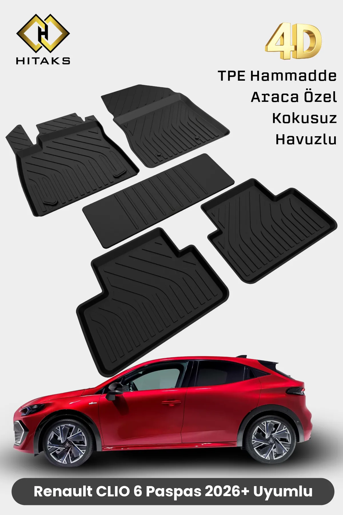Renault Clio 6 Paspas 2026 Sonrası Araca Özel 4D Havuzlu Paspas