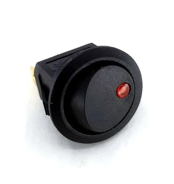 Yuvarlak Kırmızı Ledli Elektrik Anahtarı 1-0 Işıklı Rocker 12V