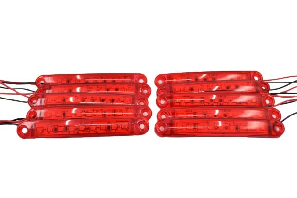 10 Adet Kırmızı Parmak Lamba 9 Led Su Geçirmez 12V 24V