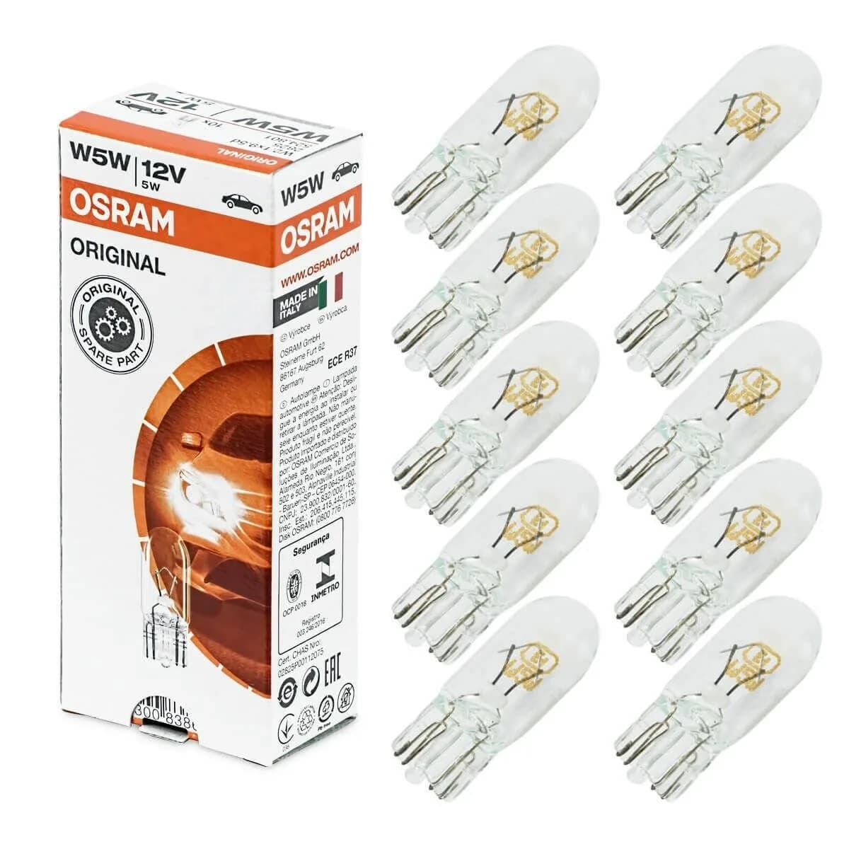 12V T10 W5W Dipsiz Park Gösterge Kadran Plaka Ampulü 10 Adet 2825