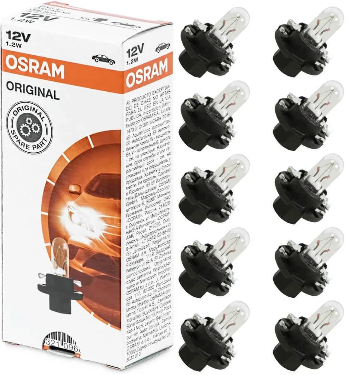 12V 1,2W Siyah Soketli Gösterge Kadran Ampulü 10 Adet 2351 Mfx