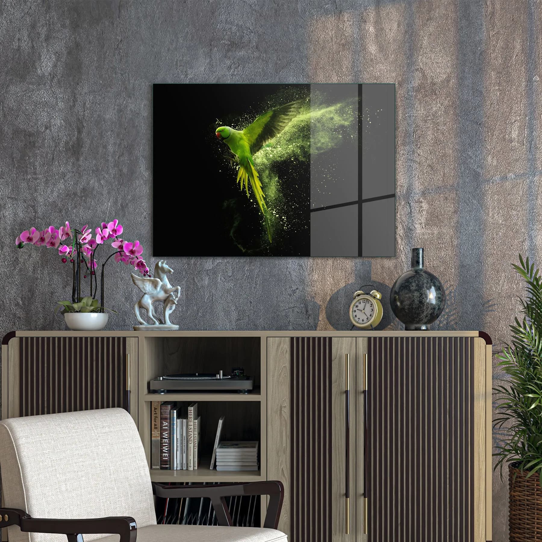 Decovetro Cam Tablo Cennet Papağanı 50x70 cm