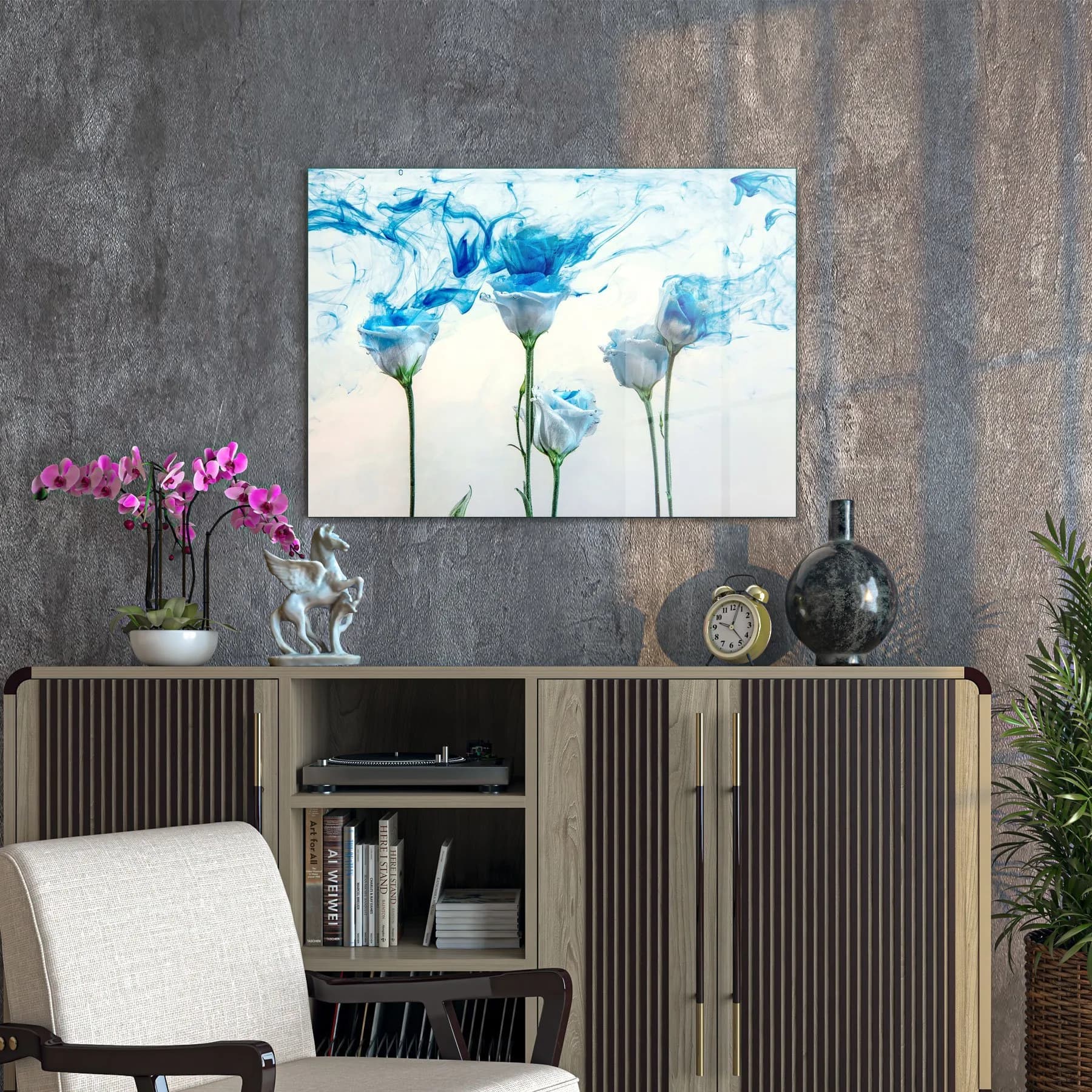 Decovetro Cam Tablo Beyaz Güller 50x70 cm