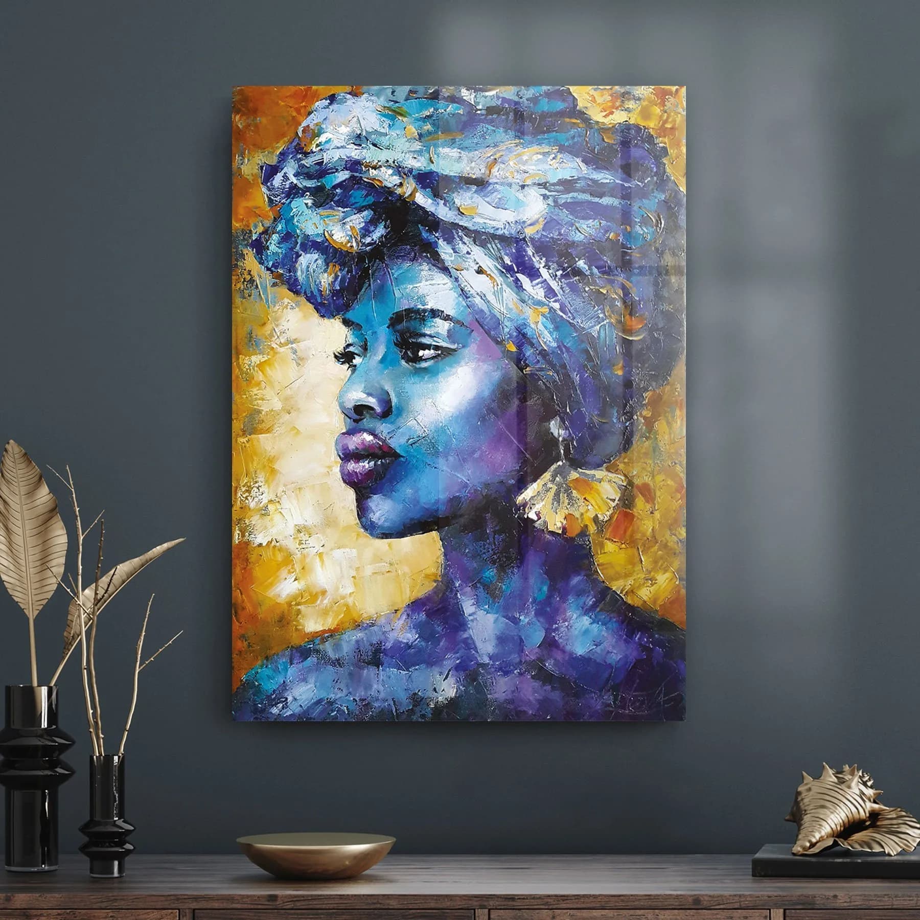 Decovetro Afrikalı Kadın Portresi Cam Tablo 70x100 cm