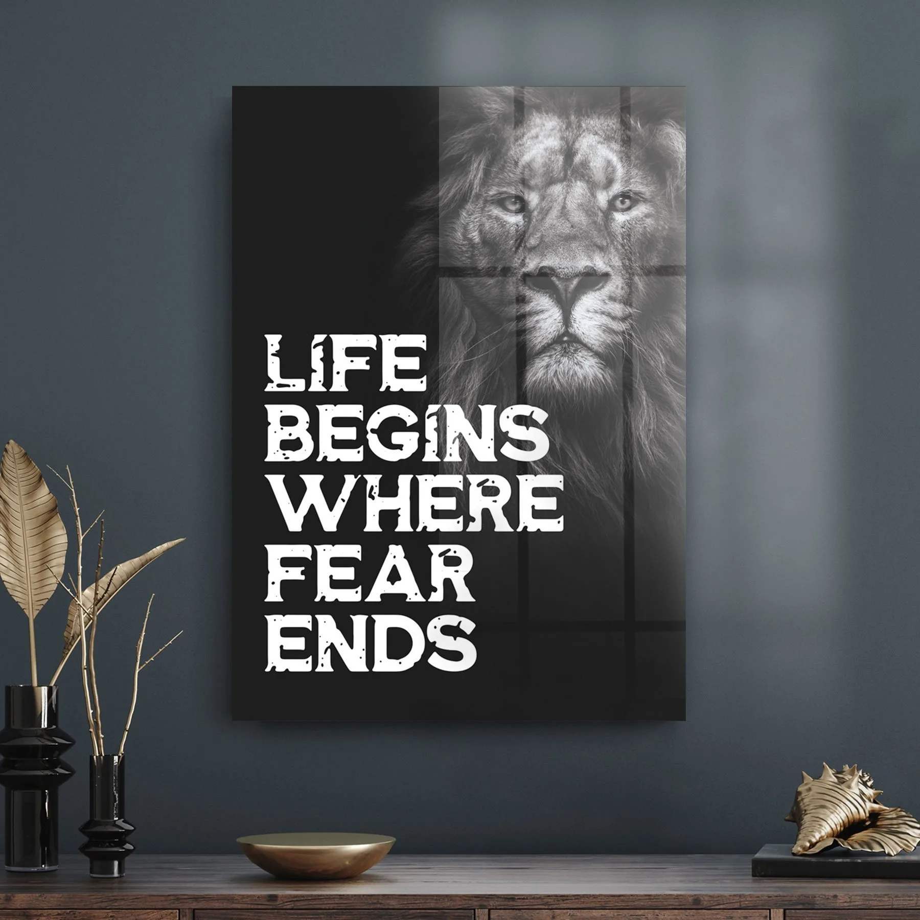 Decovetro Cam Tablo Fear Ends Motivational 70x100 cm