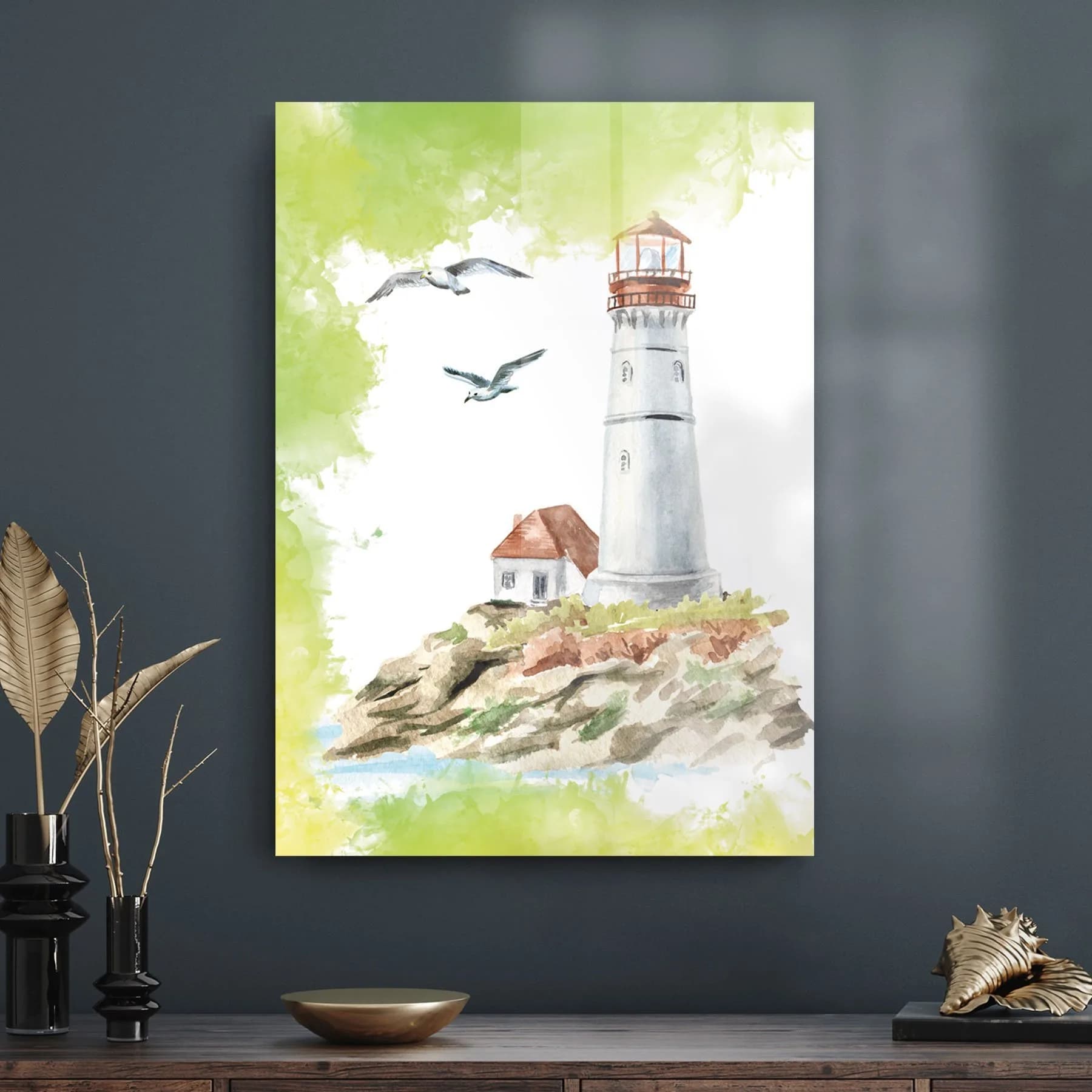 Decovetro Cam Tablo Yağlı Boya Deniz Feneri 70x100 cm