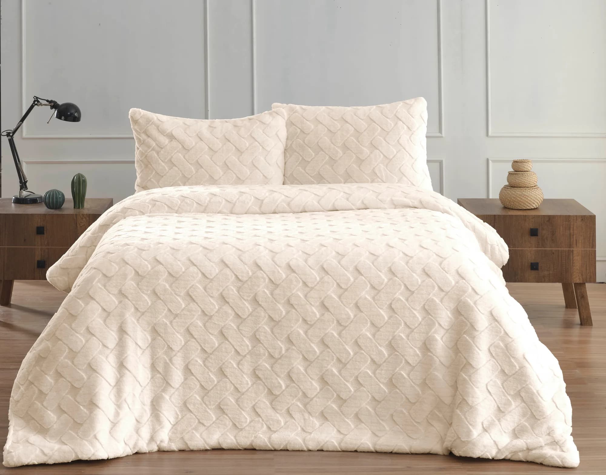 Merinos Dıamond 3 Parça Pietra Comforter Yorgan Seti 220x240 Bej