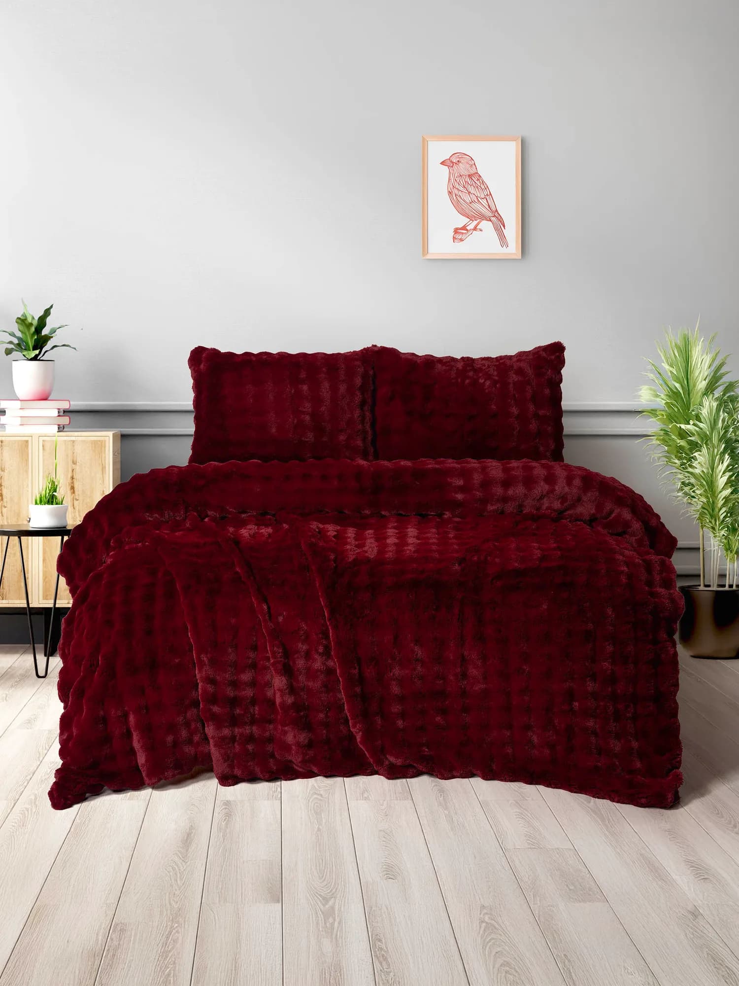 Merinos Dıamond 3 Parça Bubble Comforter Yorgan Seti 220x240 Bordo