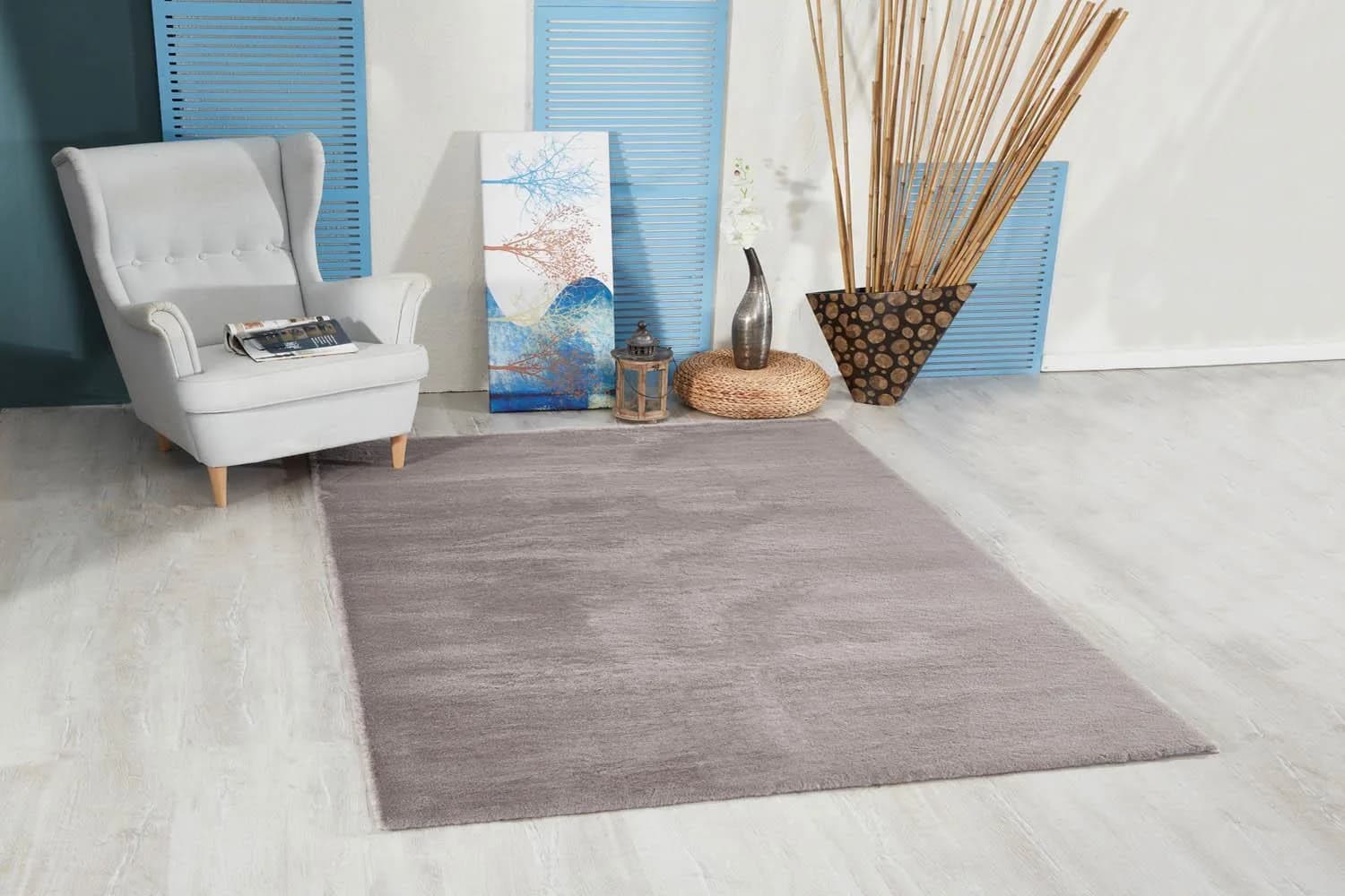 Jassrug Tavşan Tüyü Kürk Halı 120x180 Antrasit