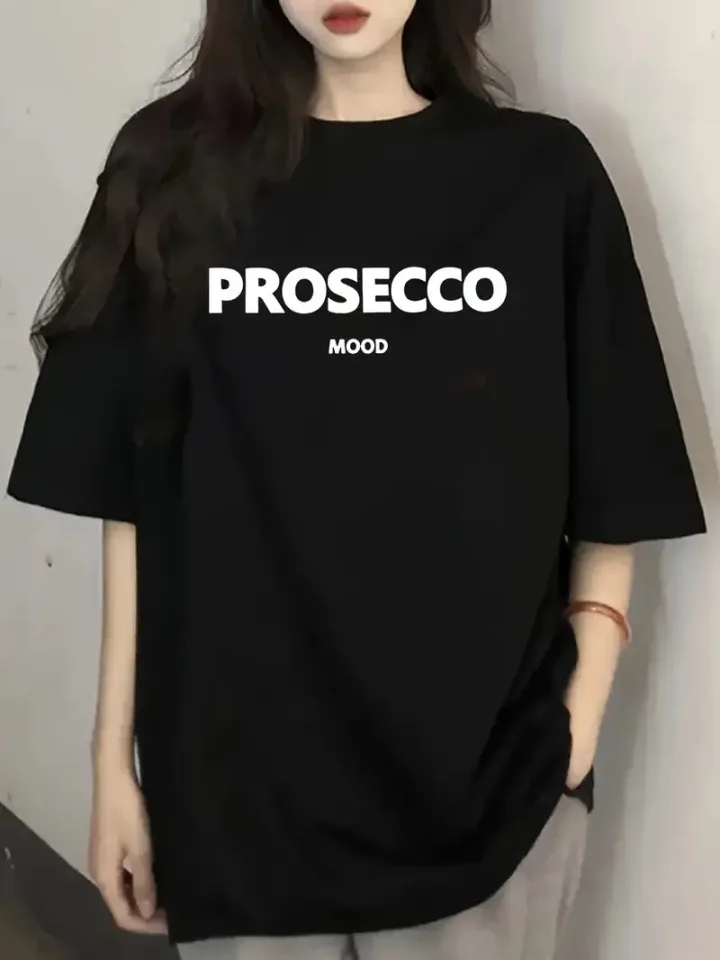 Baskılı Oversize Bisiklet Yaka T-shirt - Siyah