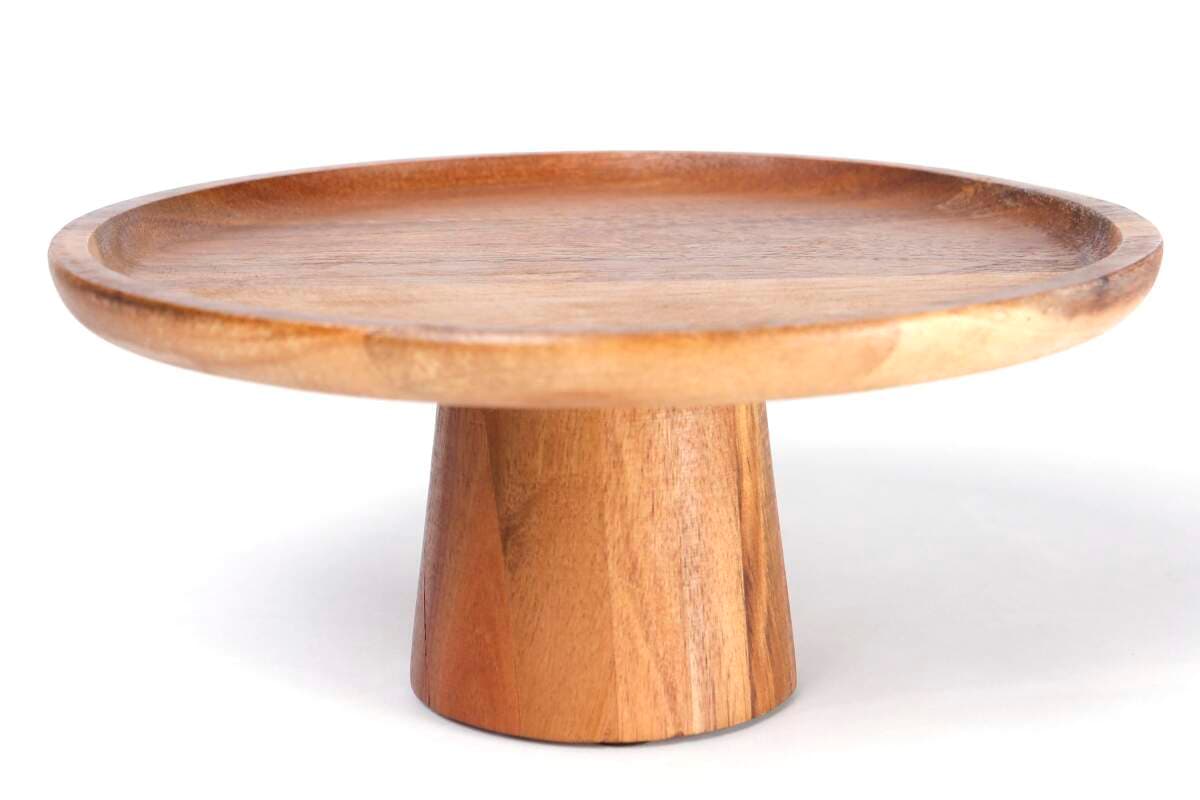 Natura Akasya Ayaklı Yuvarlak Büyük Sunum Tabağı 25x11 cm