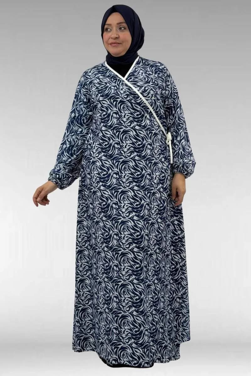 62014 Büyük Beden Desenli Namaz Elbisesi - Desenli
