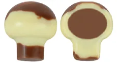 SÜT, FINDIK, GIANDUJA VE MISIR GEVREĞİ DOLGULU BEYAZ ÇİKOLATALI MANTAR ŞEKLİNDE PRALİNLER 2,4 kg