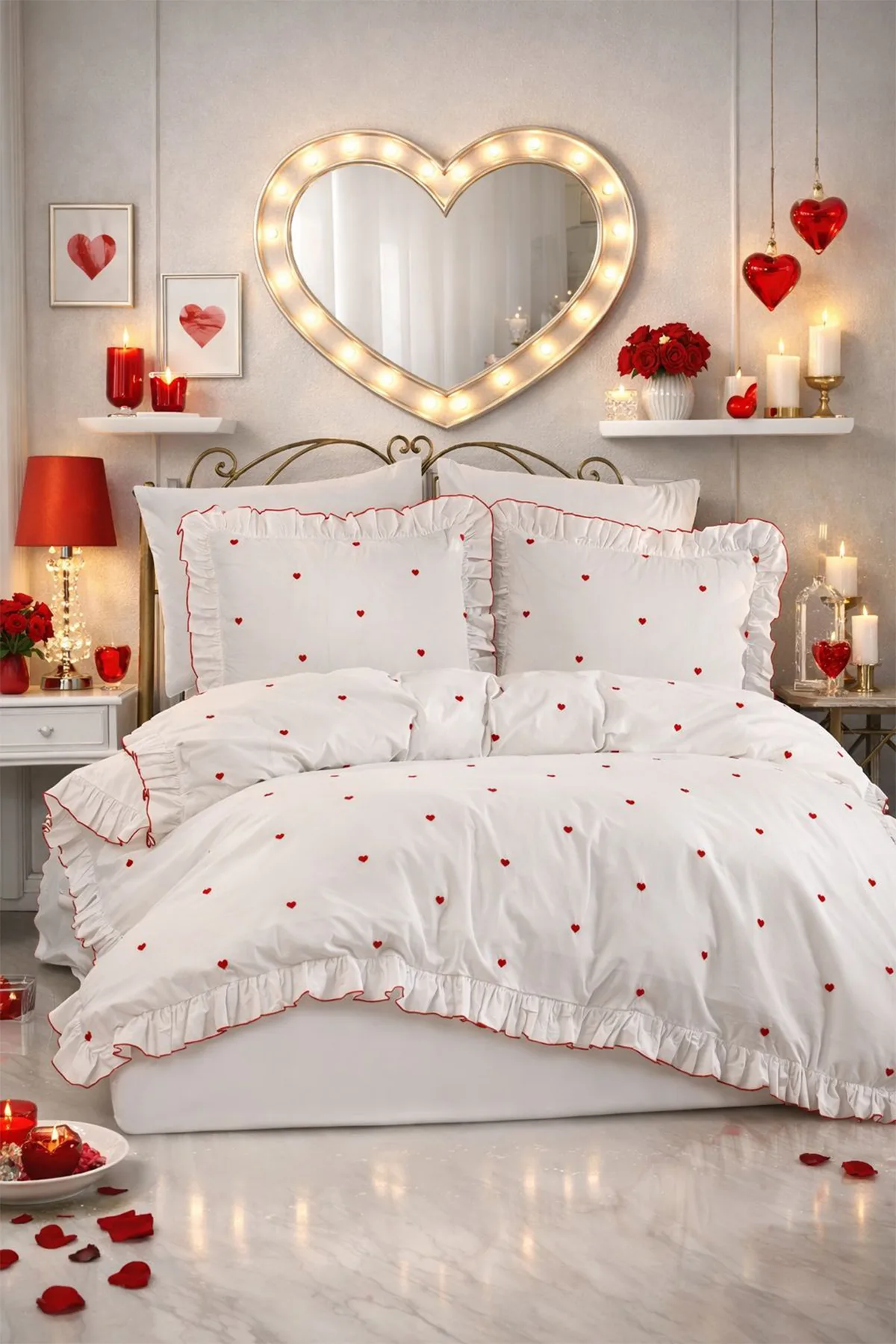 Valentine Love Nakışlı 6 Parça Nevresim Takımı