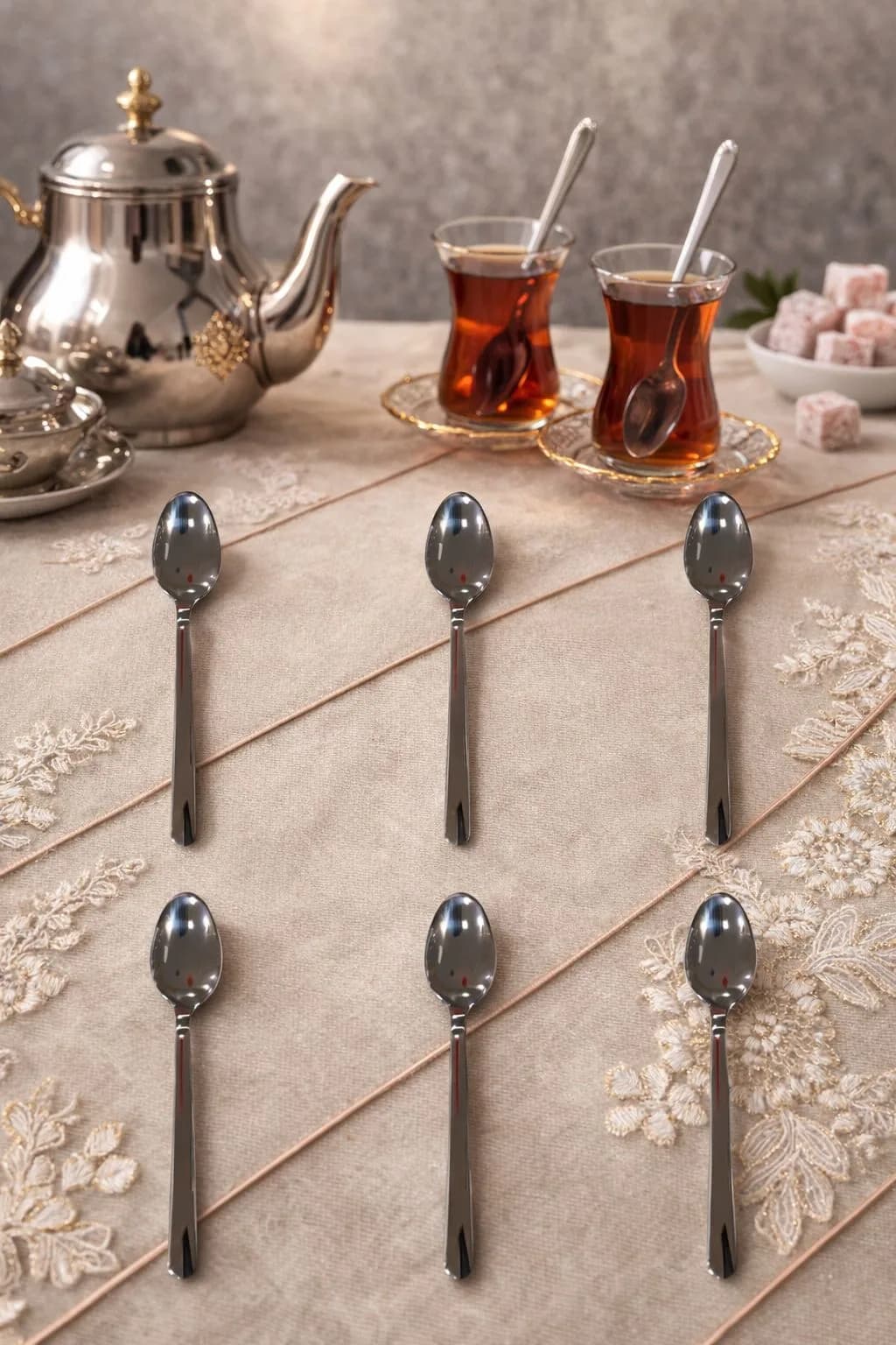ÇETCOOK STAR 18/10 ÇELİK 6'lı ÇAY KAŞIĞI SETİ