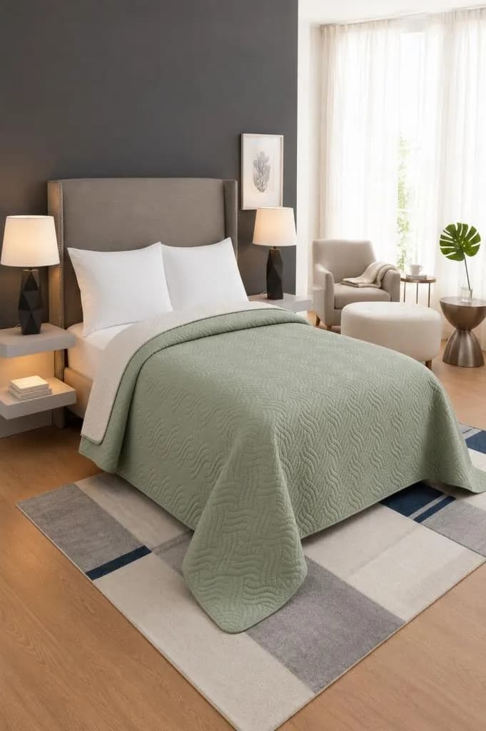 Nova Ultrasonik Kapitoneli Çift Taraflı Çift Kişilik 200x220 cm Kırlentsiz Tek Pike