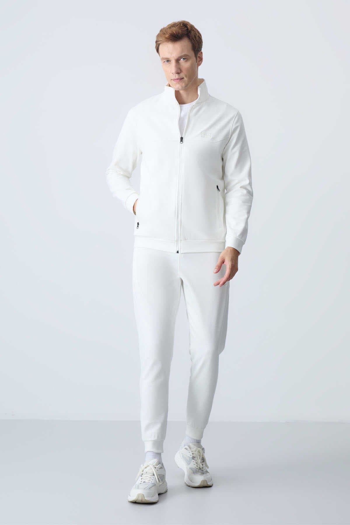 Tommylife Toptan Hugo Rahat Kalıp Jogger Erkek Eşofman Takım 85198 Ekru - EKRU