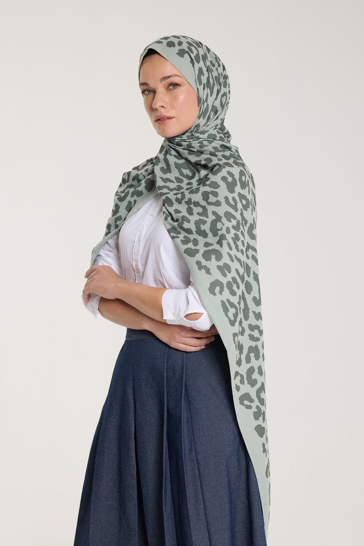Pure Tone Şal - Leopar Desen - Çağla - Koyu Çağla - Leopar Desen - Çağla - Koyu Çağla