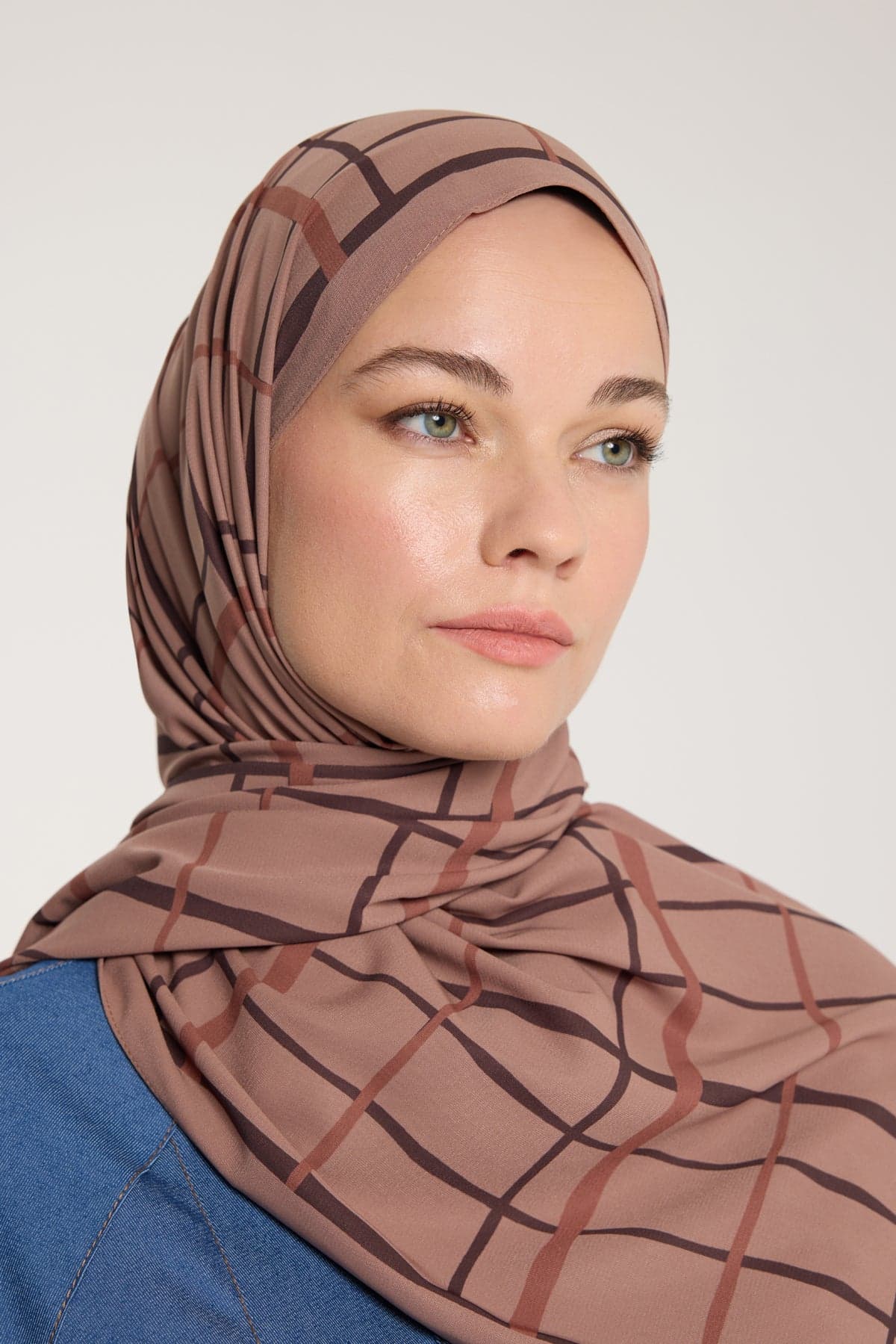 Pure Tone Şal - Kare Desen - Sütlükahve - Kahve - Kare Desen - Sütlükahve - Kahve