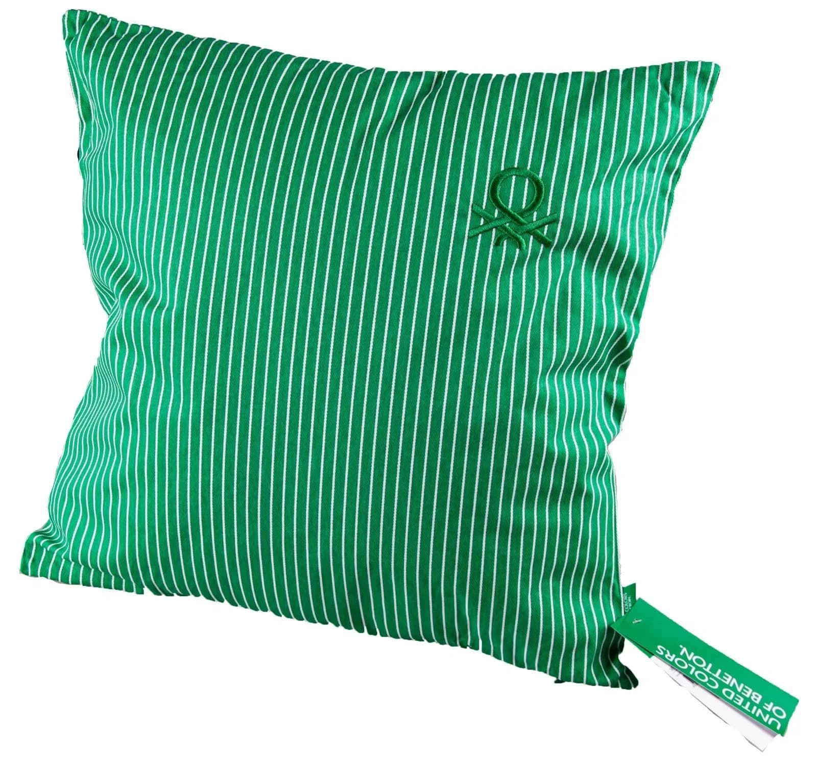 Benetton 100% Pamuk 45*45 Cm Çizgili Kırlent Dolu Yeşil Çizgili - YEŞİL
