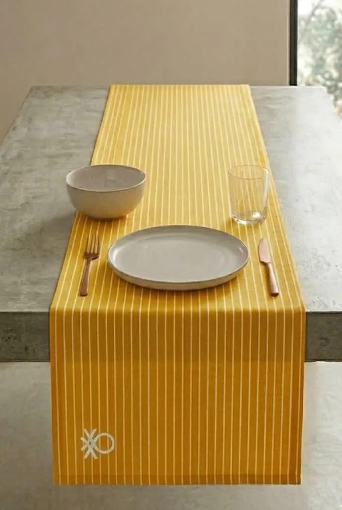 Be-28458-Ye %100 Pamuk Sarı Çizgili 40*140 Cm Runner - SARI