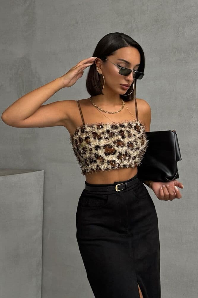 Topshow L.Pullu Leopar Desenli Toptan Büstiyer
